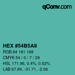 Color code: HEX #54B5A8 | qconv.com
