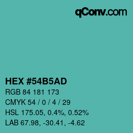 Color code: HEX #54B5AD | qconv.com