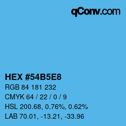 カラーコード: HEX #54B5E8 | qconv.com