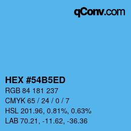 カラーコード: HEX #54B5ED | qconv.com