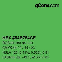 Farbcode: HEX #54B754CE | qconv.com