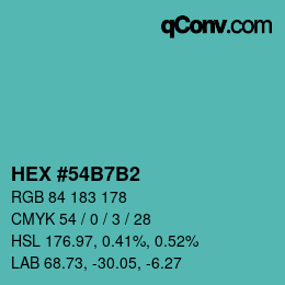 カラーコード: HEX #54B7B2 | qconv.com