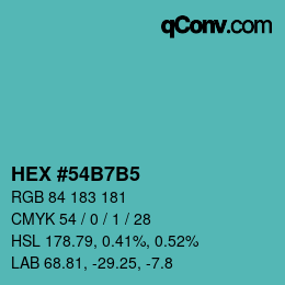 颜色代码: HEX #54B7B5 | qconv.com