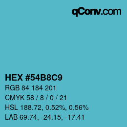 カラーコード: HEX #54B8C9 | qconv.com