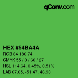 Code couleur: HEX #54BA4A | qconv.com