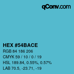 カラーコード: HEX #54BACE | qconv.com