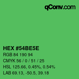 Color code: HEX #54BE5E | qconv.com