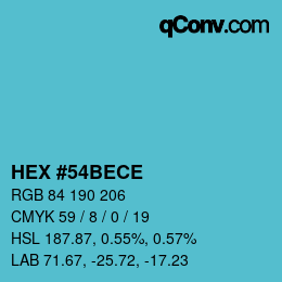 Color code: HEX #54BECE | qconv.com