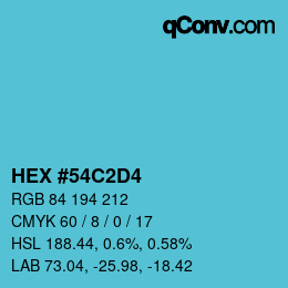 カラーコード: HEX #54C2D4 | qconv.com