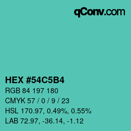 Color code: HEX #54C5B4 | qconv.com