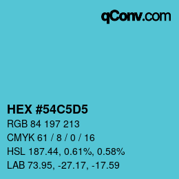 カラーコード: HEX #54C5D5 | qconv.com