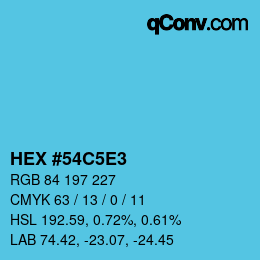 カラーコード: HEX #54C5E3 | qconv.com