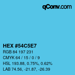 Farbcode: HEX #54C5E7 | qconv.com