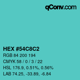 Color code: HEX #54C8C2 | qconv.com