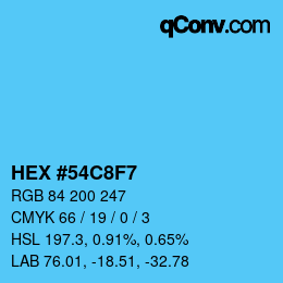 カラーコード: HEX #54C8F7 | qconv.com