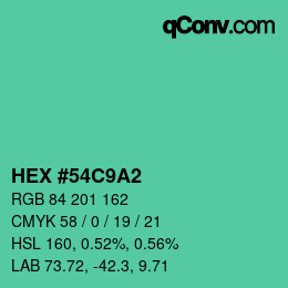 Color code: HEX #54C9A2 | qconv.com