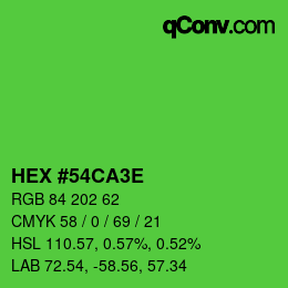 Color code: HEX #54CA3E | qconv.com