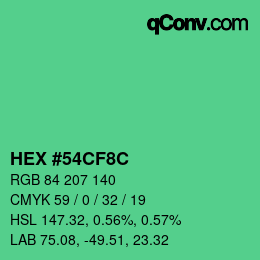 Color code: HEX #54CF8C | qconv.com