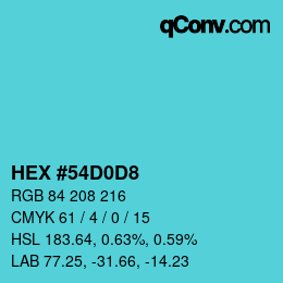 Color code: HEX #54D0D8 | qconv.com