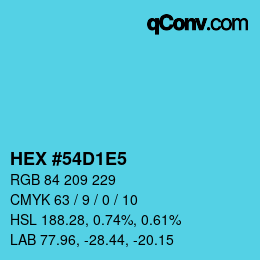 Color code: HEX #54D1E5 | qconv.com