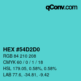 Color code: HEX #54D2D0 | qconv.com