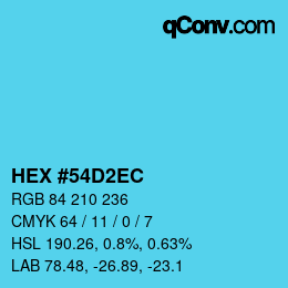 Color code: HEX #54D2EC | qconv.com