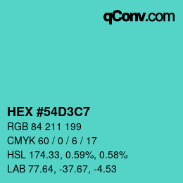 Color code: HEX #54D3C7 | qconv.com
