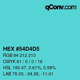 颜色代码: HEX #54D4D5 | qconv.com