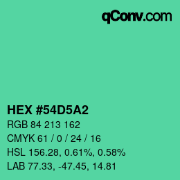 カラーコード: HEX #54D5A2 | qconv.com
