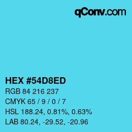 Color code: HEX #54D8ED | qconv.com