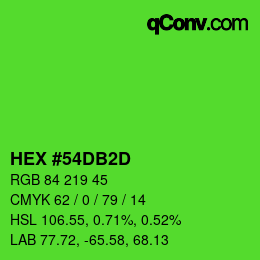 カラーコード: HEX #54DB2D | qconv.com