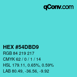 颜色代码: HEX #54DBD9 | qconv.com