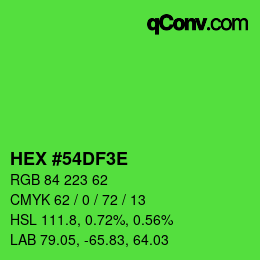 Farbcode: HEX #54DF3E | qconv.com