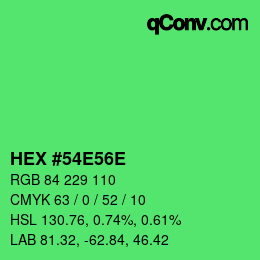 颜色代码: HEX #54E56E | qconv.com