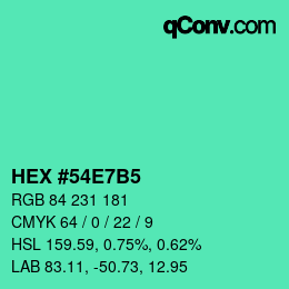 Color code: HEX #54E7B5 | qconv.com