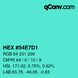 Color code: HEX #54E7D1 | qconv.com