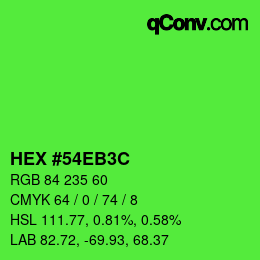 Color code: HEX #54EB3C | qconv.com