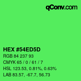 カラーコード: HEX #54ED5D | qconv.com