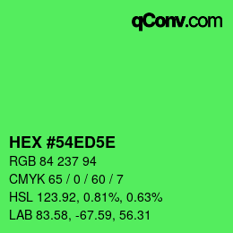 Farbcode: HEX #54ED5E | qconv.com