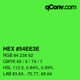 Color code: HEX #54EE3E | qconv.com