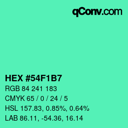 カラーコード: HEX #54F1B7 | qconv.com