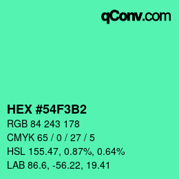 Color code: HEX #54F3B2 | qconv.com