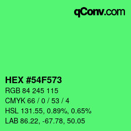 カラーコード: HEX #54F573 | qconv.com
