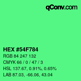 颜色代码: HEX #54F784 | qconv.com