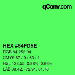カラーコード: HEX #54FD5E | qconv.com