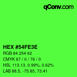 Color code: HEX #54FE3E | qconv.com