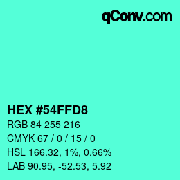 カラーコード: HEX #54FFD8 | qconv.com