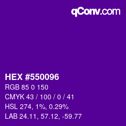 颜色代码: HEX #550096 | qconv.com