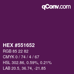 颜色代码: HEX #551652 | qconv.com