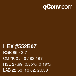 Code couleur: HEX #552B07 | qconv.com